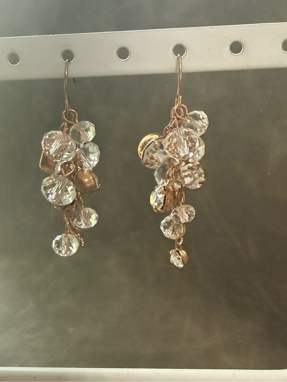 Rose Gold Crystal Cluster Drop Earrings